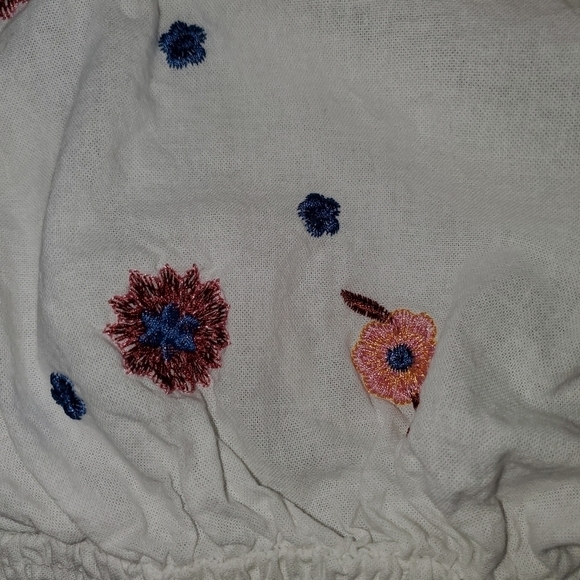 White Cropped Peasant Top Off the Shoulder New Medium - Picture 6 of 8